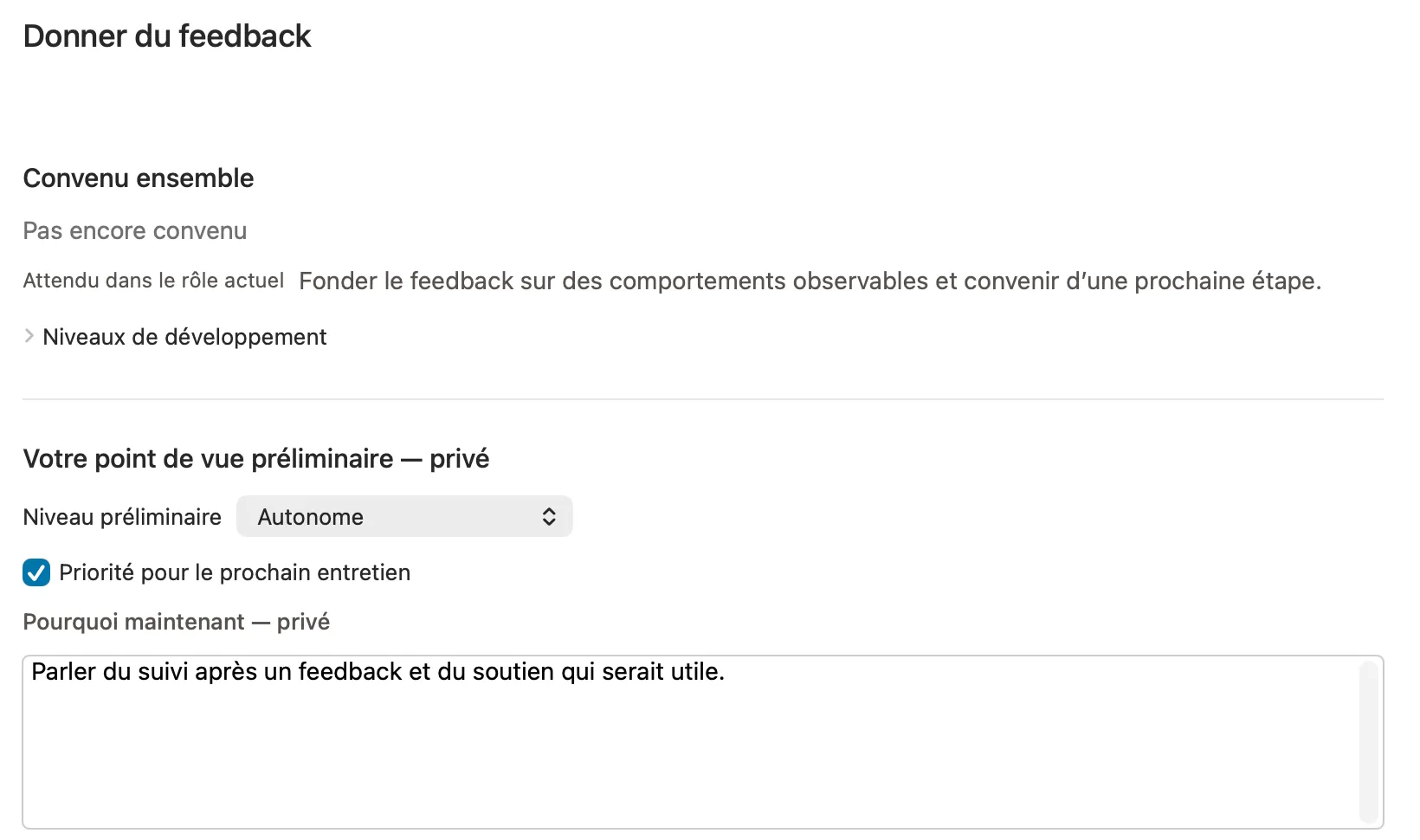 Préparer en privé
