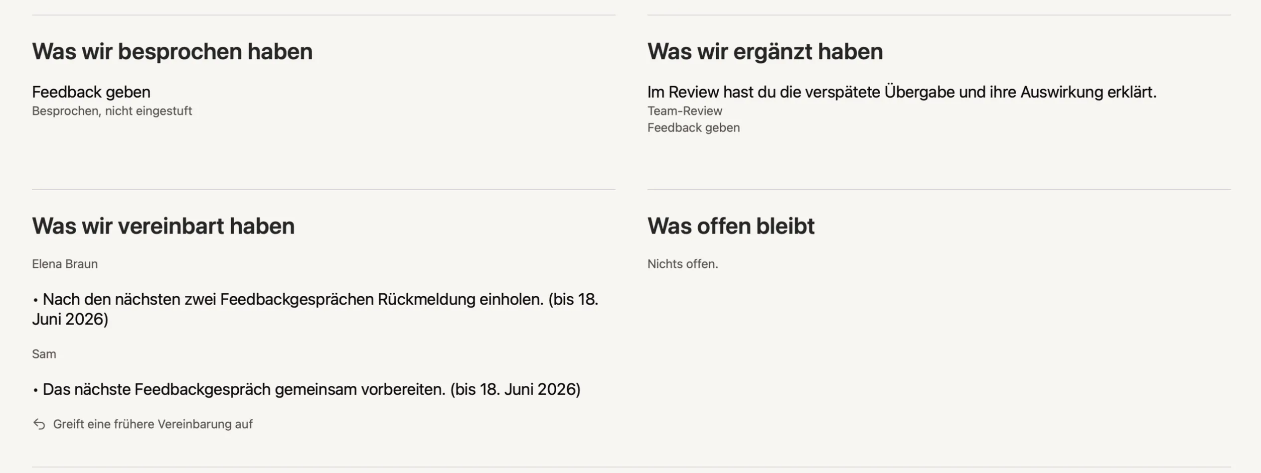 Vereinbarungen festhalten
